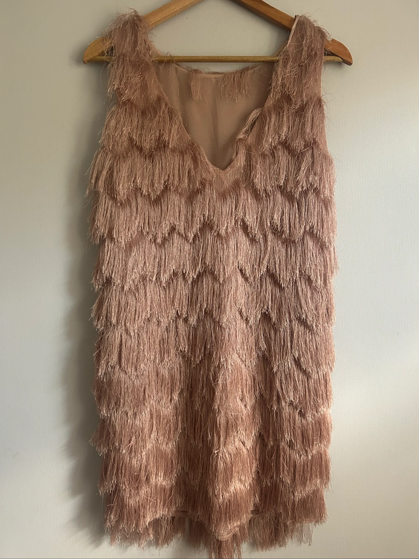 Vestido corto con flecos Zara Basic – Rosa pálido / Nude – Talla M – photo 2